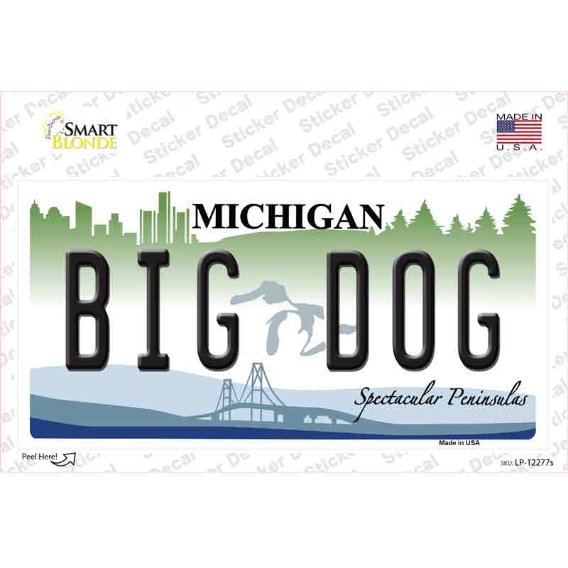 LP-12277s-M Michigan Big Dog Novelty Sticker Decal, Medium