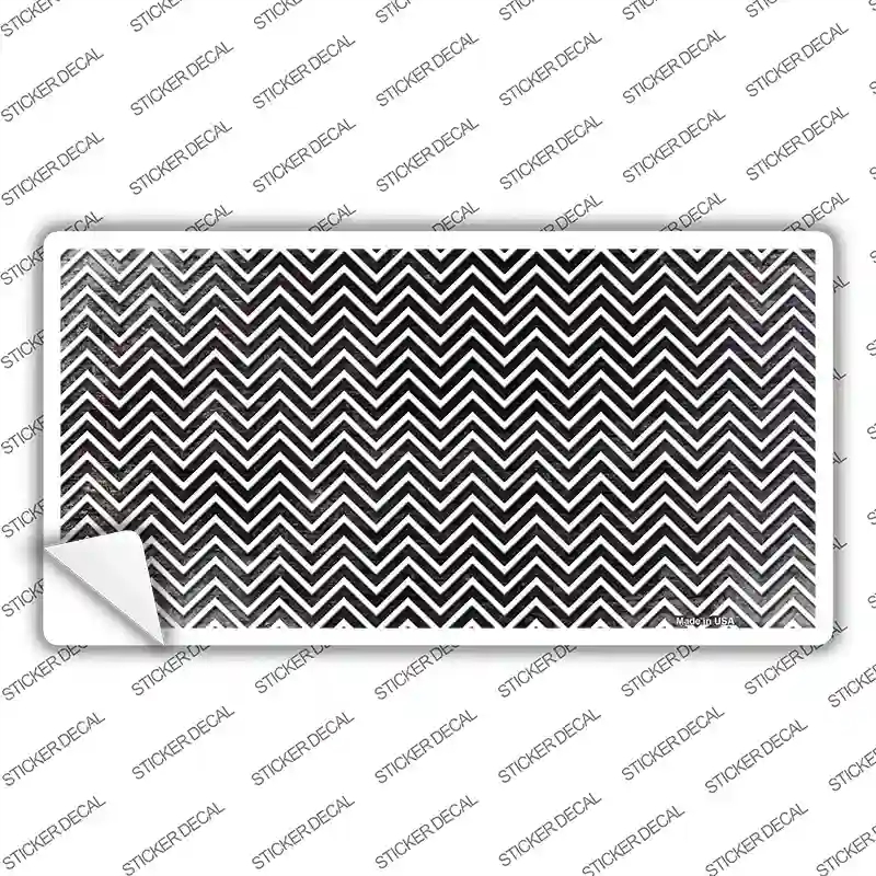 LP-7142s-S Black White Small Chevron Oil Rubbed Novelty Sticker Decal, Small