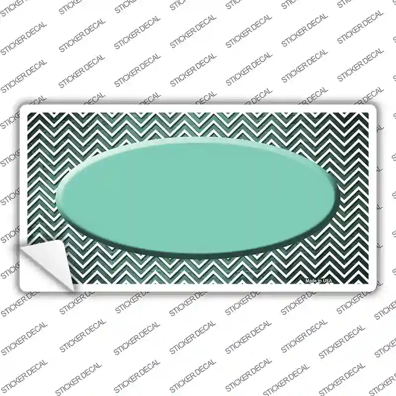 LP-7179s-XL Mint White Small Chevron Oval Oil Rubbed Novelty Sticker Decal, Extra Large