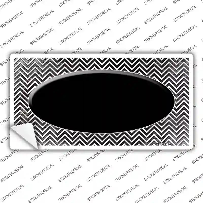 LP-7181s-S Black White Small Chevron Oval Oil Rubbed Novelty Sticker Decal, Small
