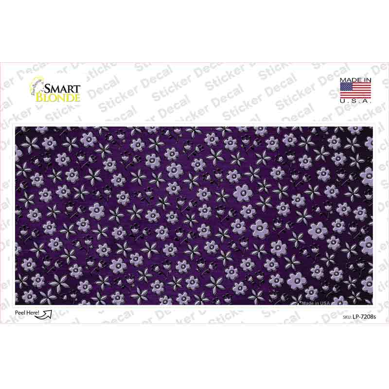 LP-7208s-M Purple Flowers Oil Rubbed Novelty Sticker Decal, Medium