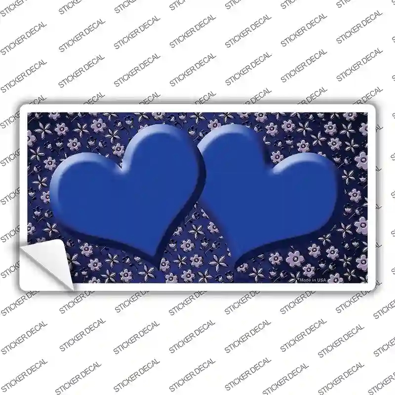 LP-7221s-S Blue Purple Flowers Hearts Oil Rubbed Novelty Sticker Decal, Small