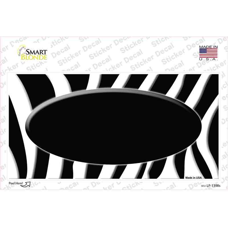 LP-1398s-M Black White Zebra Center Oval Novelty Sticker Decal, Medium
