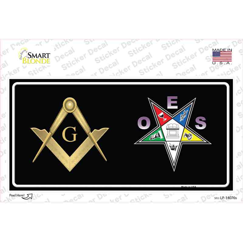 LP-14076s-M Free Mason OES Novelty Sticker Decal, Medium
