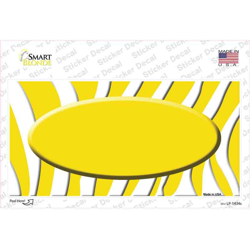 LP-1434s-M Yellow White Zebra Center Oval Novelty Sticker Decal, Medium