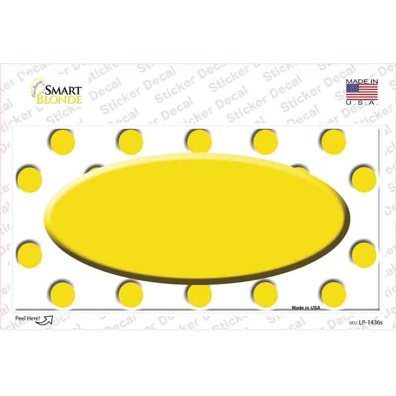 LP-1436s-M Yellow White Polka Dot Center Oval Novelty Sticker Decal, Medium