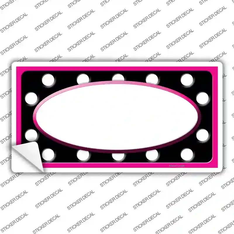 LP-1457s-L White Black Polka Dots Pink Frame & Center Oval Novelty Sticker Decal, Large