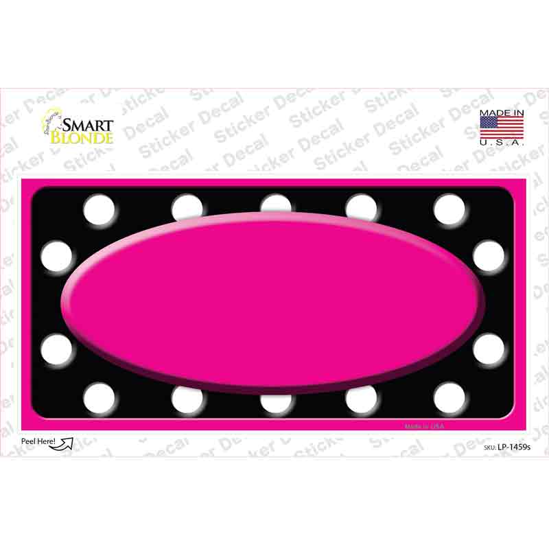 LP-1459s-M White Black Polka Dots Pink Frame & Center Oval Novelty Sticker Decal, Medium