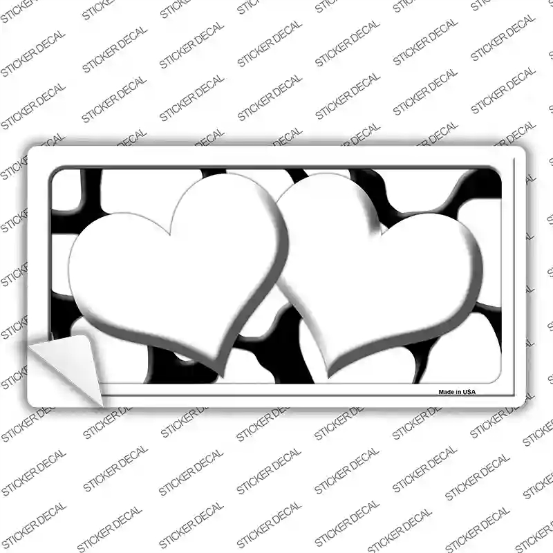 LP-2450s-S White Black Giraffe Centered Hearts Novelty Sticker Decal, Small
