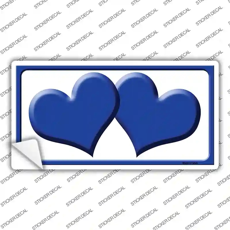 LP-2458s-XL Solid Blue Centered Hearts White Novelty Sticker Decal, Extra Large