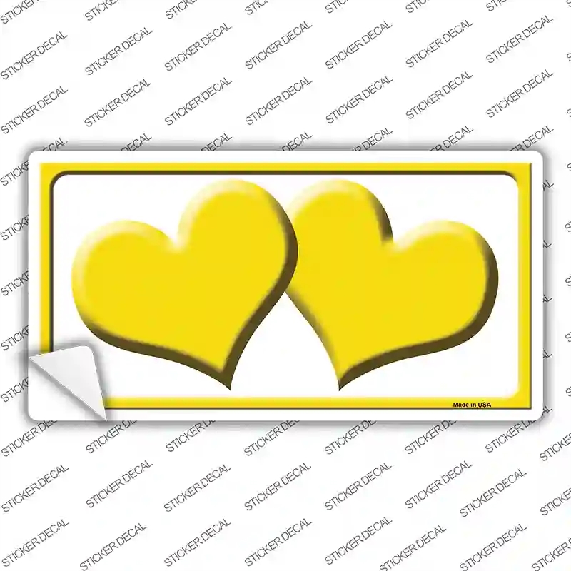 LP-2459s-XL Solid Yellow Centered Hearts White Novelty Sticker Decal, Extra Large