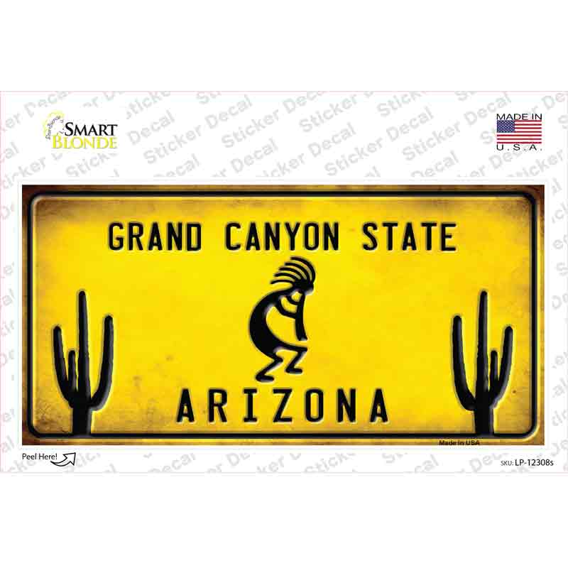 LP-12308s-M Yellow Arizona Kokopelli Novelty Sticker Decal, Medium