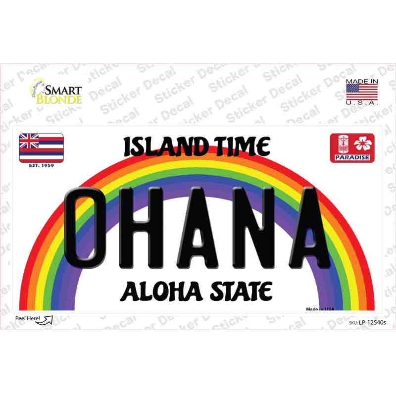 LP-12540s-M Ohana Hawaii Novelty Sticker Decal, Medium