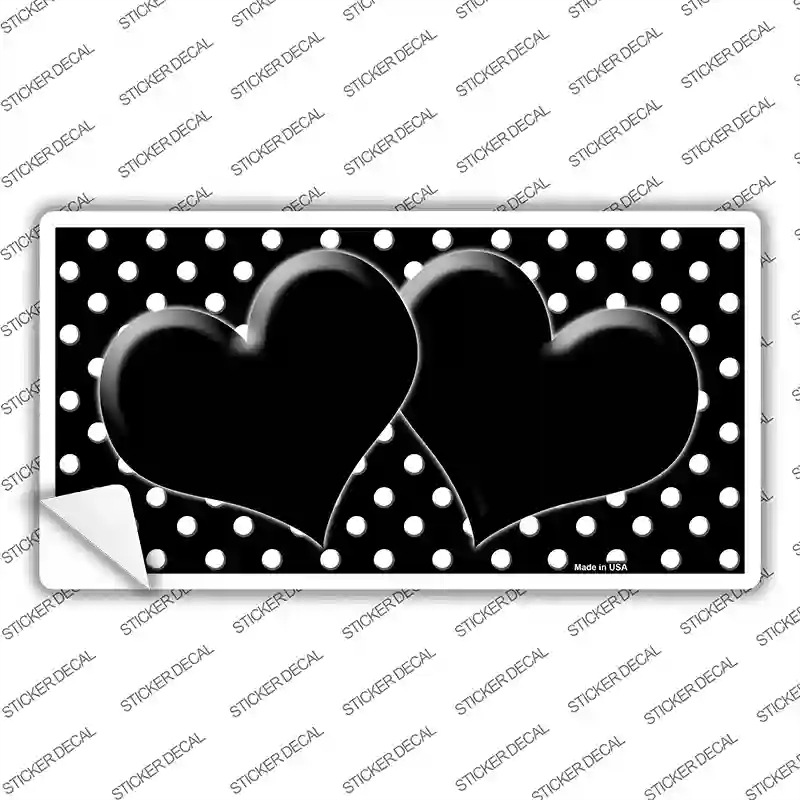 LP-4380s-S Black White Polka Dot Center Hearts Novelty Sticker Decal, Small