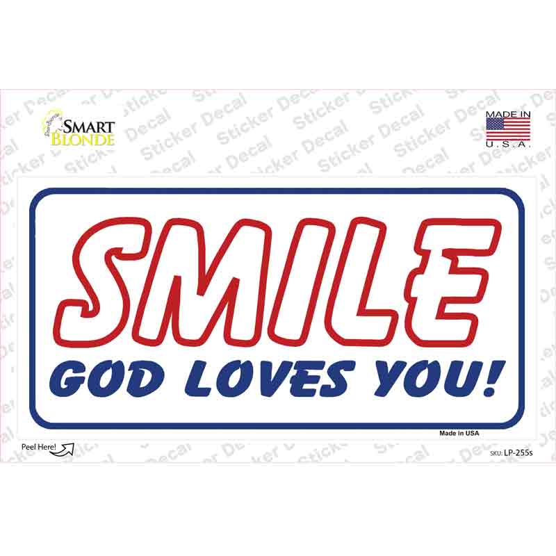 LP-255s-M Smile God Loves You Novelty Sticker Decal, Medium