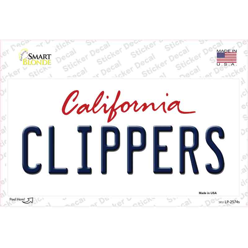 LP-2574s-M Clippers California State Novelty Sticker Decal, Medium