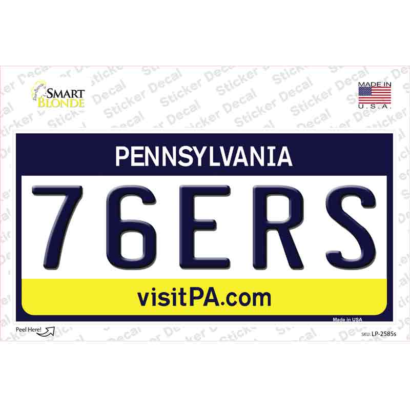 LP-2585s-M 76ers Pennsylvania State Novelty Sticker Decal, Medium