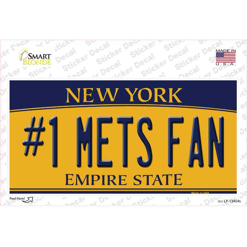 LP-13454s-M Number 1 Mets Fan Novelty Sticker Decal, Medium