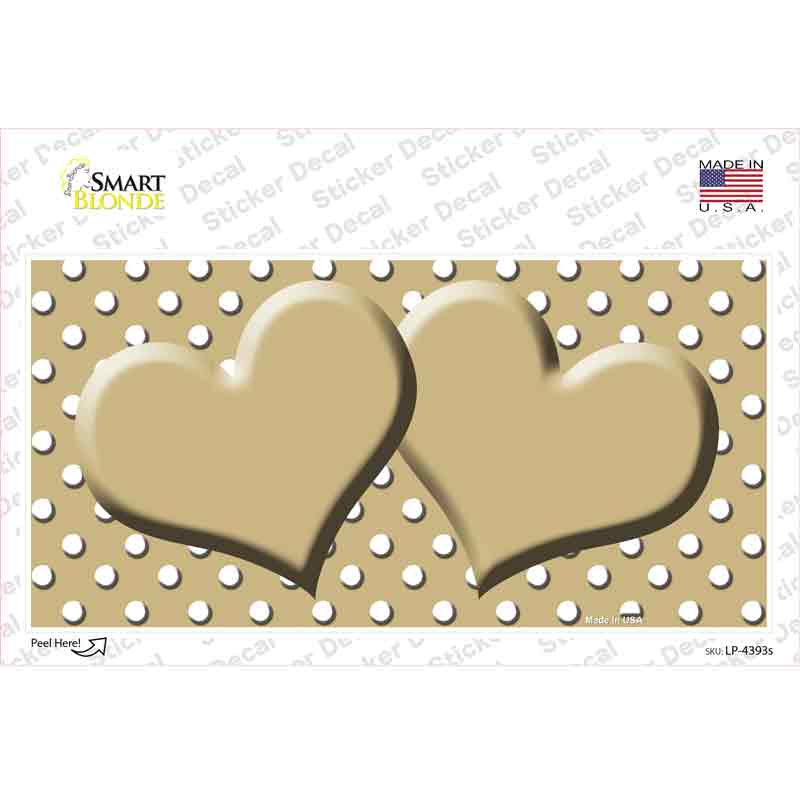 LP-4393s-M Gold White Polka Dot Center Hearts Novelty Sticker Decal, Medium