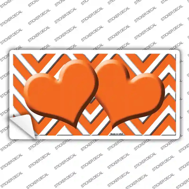 LP-4487s-L Orange Chevron Hearts Novelty Sticker Decal, Large