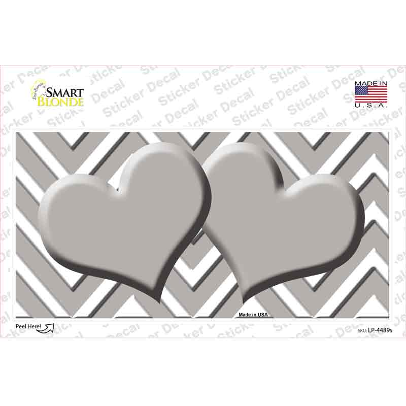 LP-4489s-M Gray White Chevron Center Hearts Novelty Sticker Decal, Medium