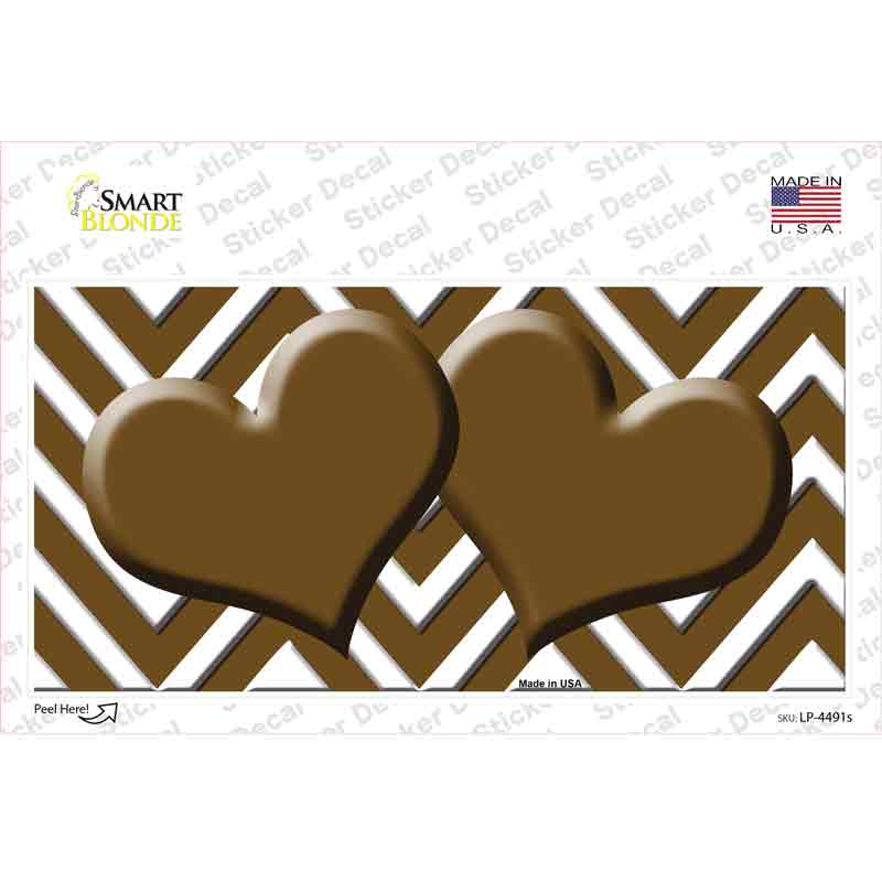 LP-4491s-M Brown Chevron Hearts Novelty Sticker Decal, Medium