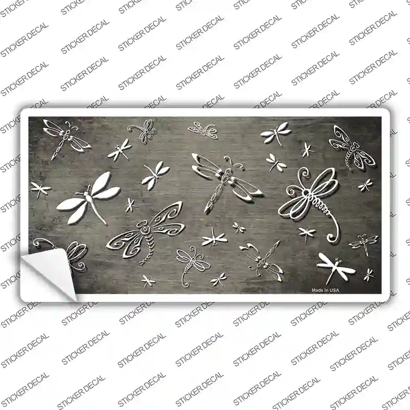 LP-7704s-XL Tan White Dragonfly Oil Rubbed Novelty Sticker Decal, Extra Large