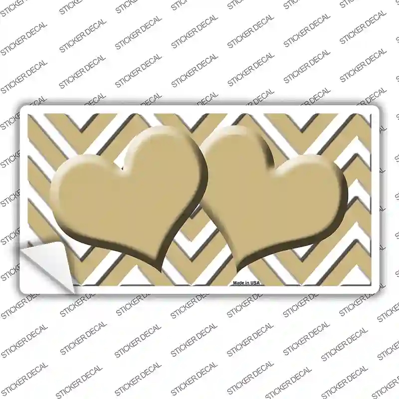 LP-4495s-L Gold Chevron Hearts Novelty Sticker Decal, Large