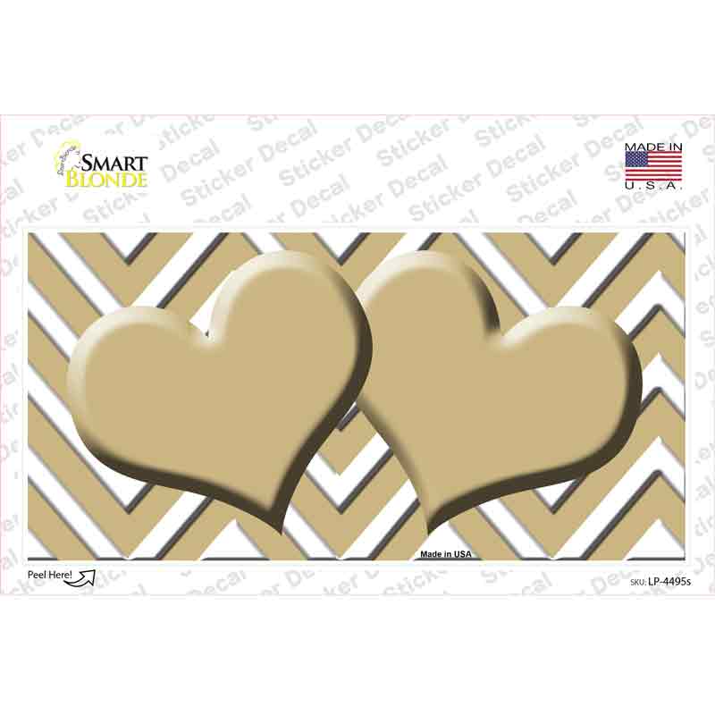 LP-4495s-M Gold Chevron Hearts Novelty Sticker Decal, Medium