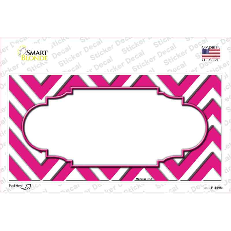 LP-4498s-M Pink White Chevon Center Scallop Novelty Sticker Decal, Medium