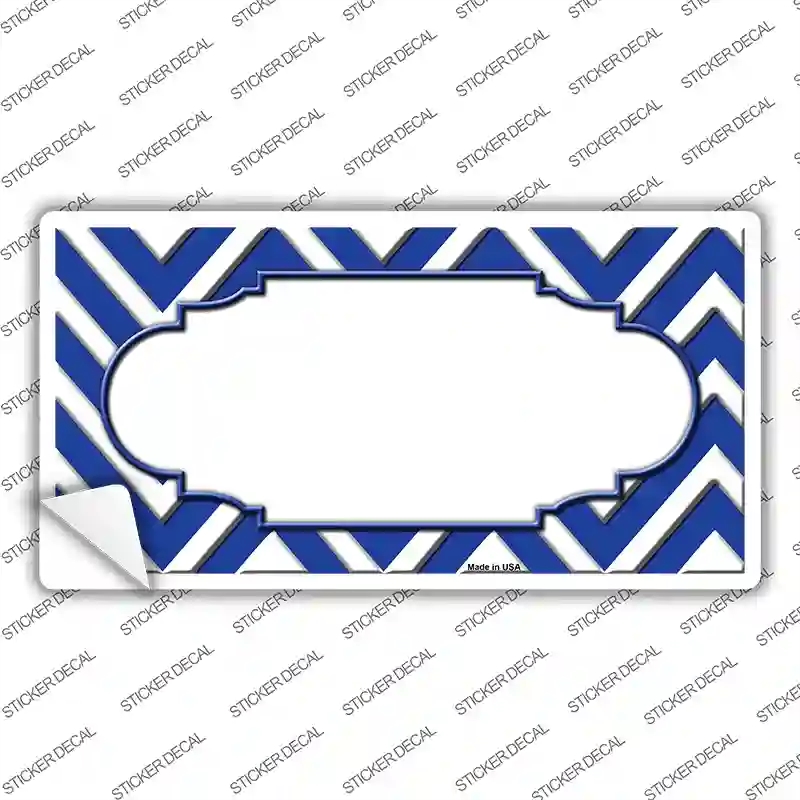 LP-4500s-S Blue White Chevron Center Scallop Novelty Sticker Decal, Small