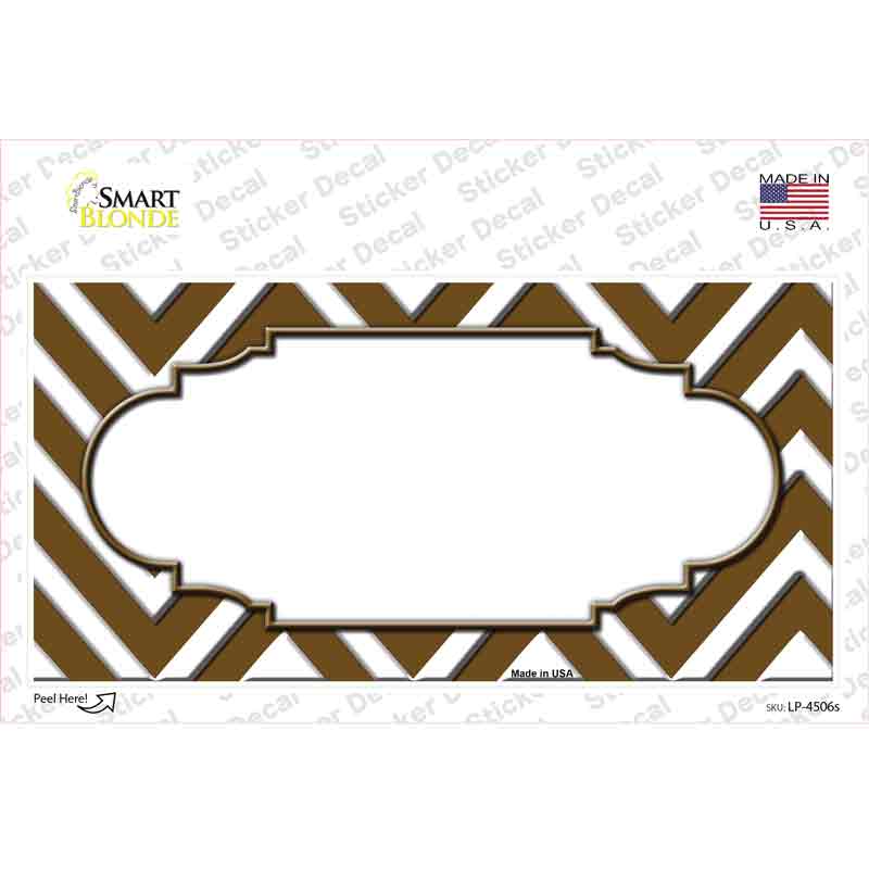 LP-4506s-M Brown White Chevron Center Scallop Novelty Sticker Decal, Medium