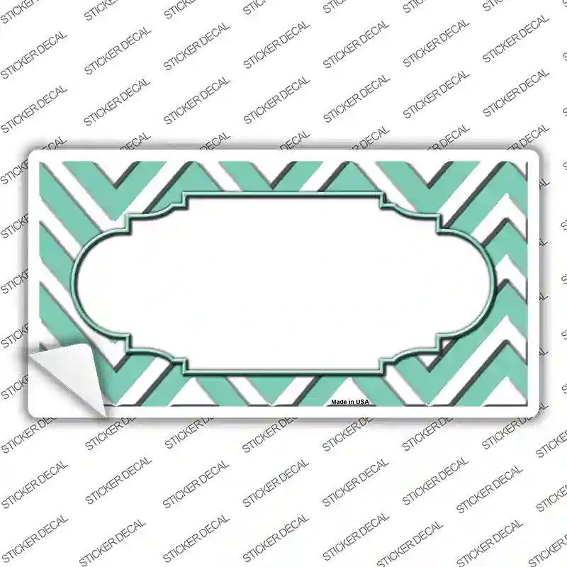 LP-4511s-S Mint White Chevron Center Scallop Novelty Sticker Decal, Small