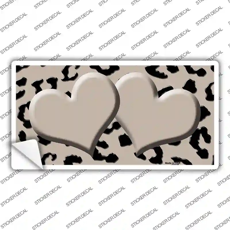 LP-4541s-S Tan Black Cheetah Center Hearts Novelty Sticker Decal, Small