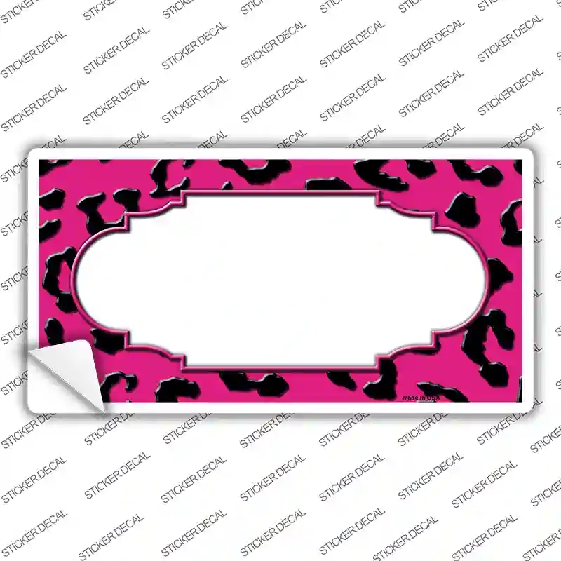 LP-4545s-L Pink Black Cheetah Scallop Novelty Sticker Decal, Large