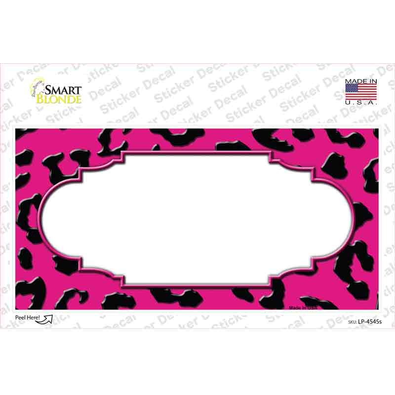 LP-4545s-M Pink Black Cheetah Scallop Novelty Sticker Decal, Medium