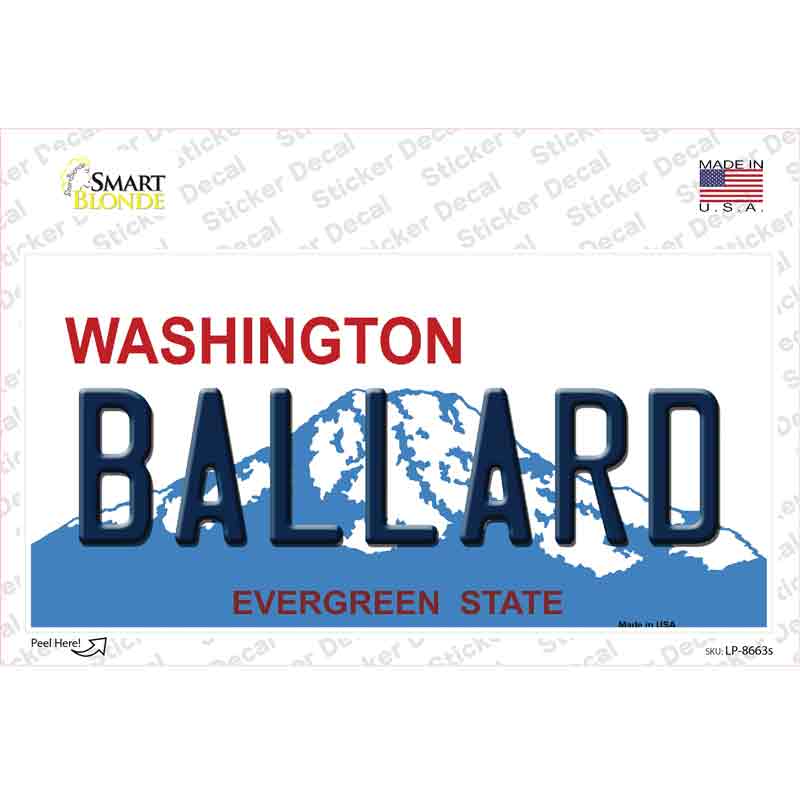 LP-8663s-M Ballard Washington Novelty Sticker Decal, Medium