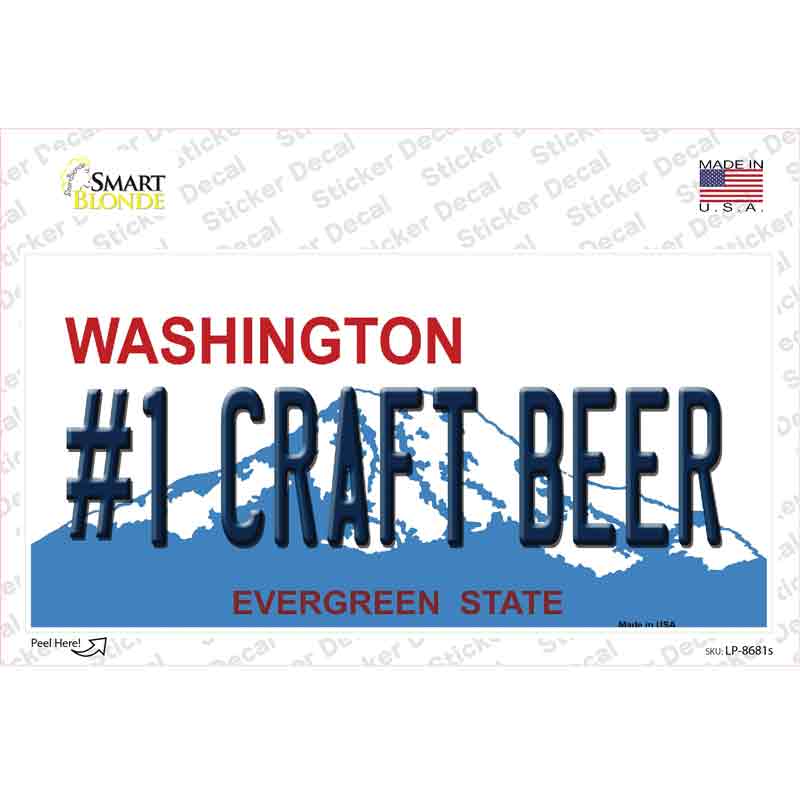 LP-8681s-M No 1 Craft Beer Washington Novelty Sticker Decal, Medium