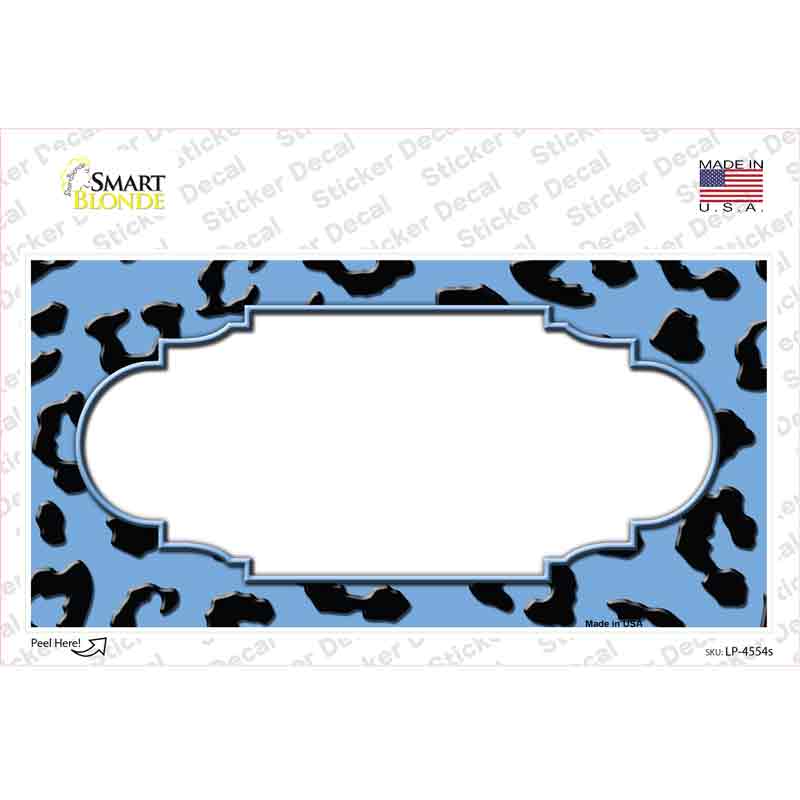 LP-4554s-M Light Blue Black Cheetah Scallop Novelty Sticker Decal, Medium