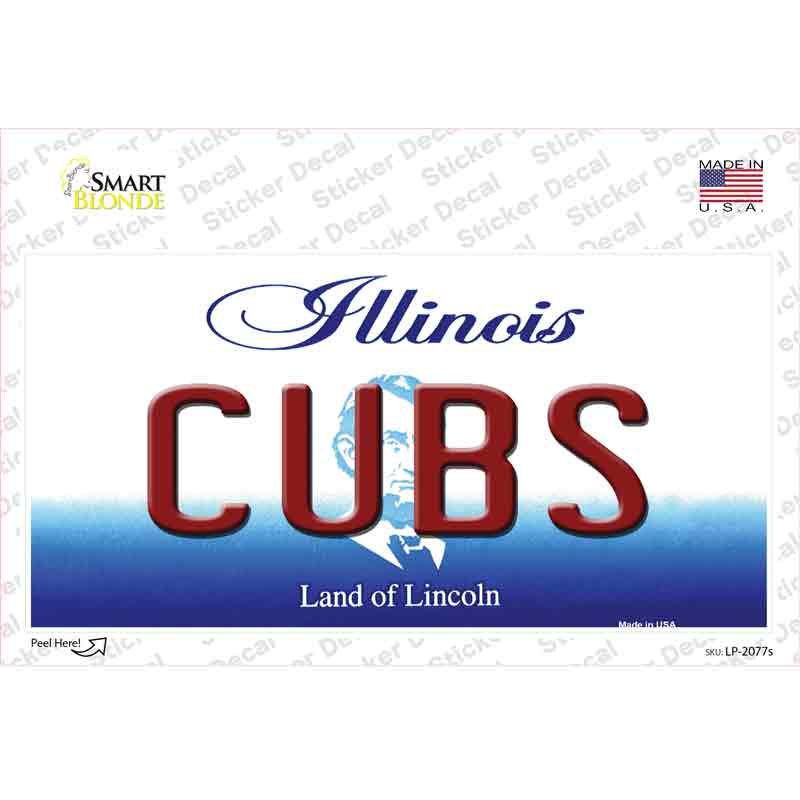 LP-2077s-M Cubs Chicago Illinois State Novelty Sticker Decal, Medium