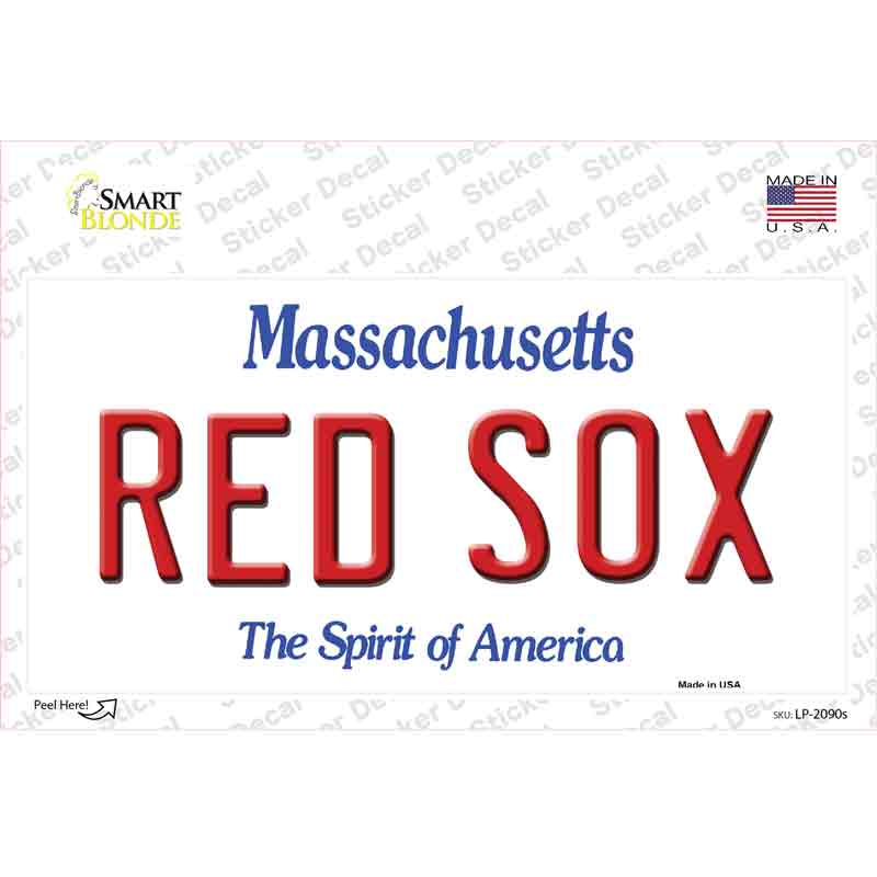 LP-2090s-M Red Sox Massachusetts State Novelty Sticker Decal, Medium