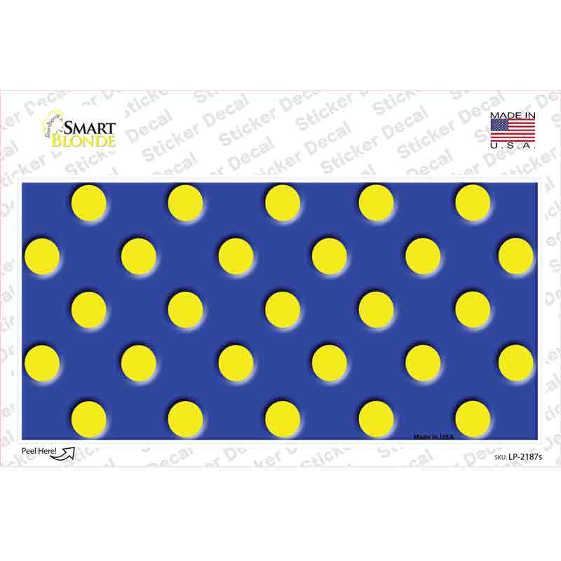 LP-2187s-M Yellow Polka Dots Royal Blue Novelty Sticker Decal, Medium