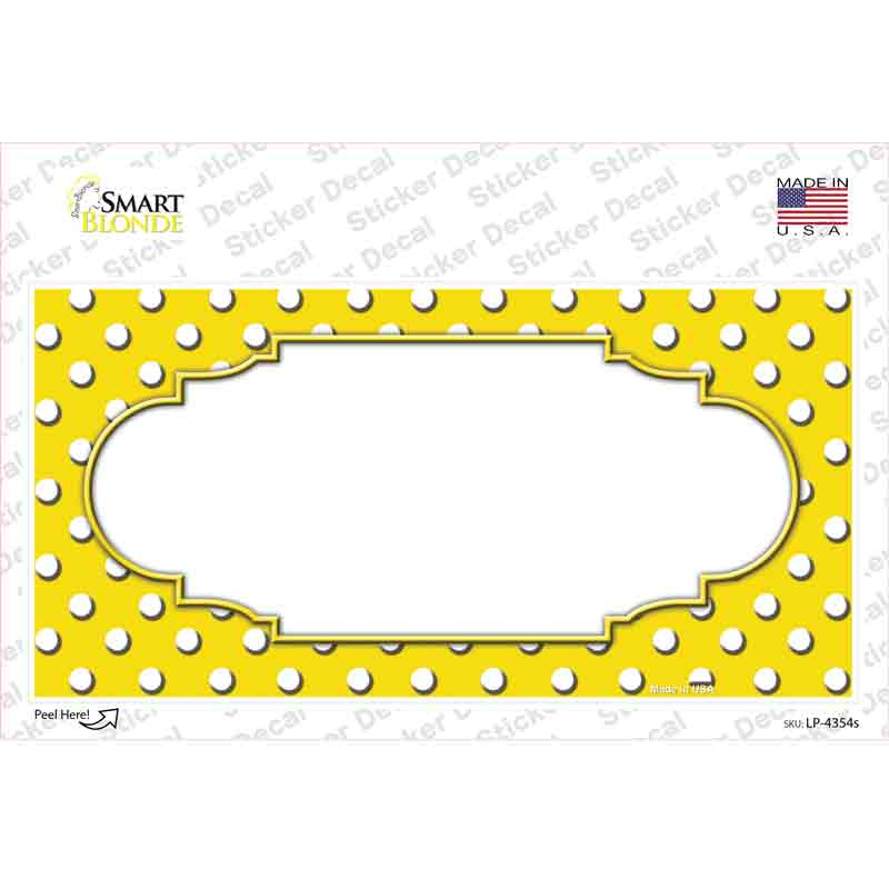 LP-4354s-M Scallop Yellow White Polka Dot Novelty Sticker Decal, Medium