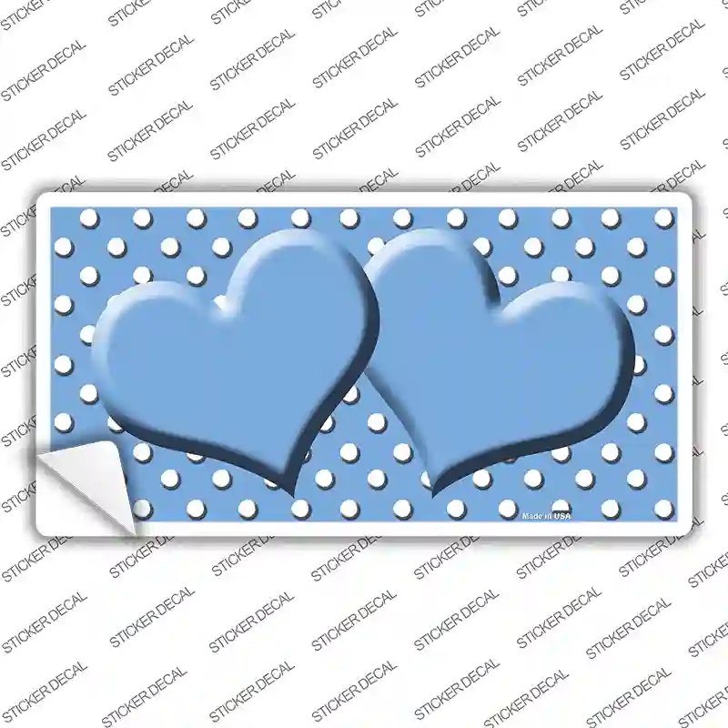LP-4390s-S Light Blue White Polka Dot Center Hearts Novelty Sticker Decal, Small