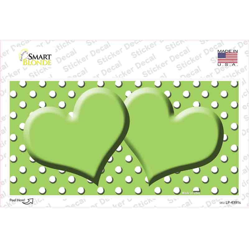 LP-4391s-M Lime Green White Polka Dot Center Hearts Novelty Sticker Decal, Medium