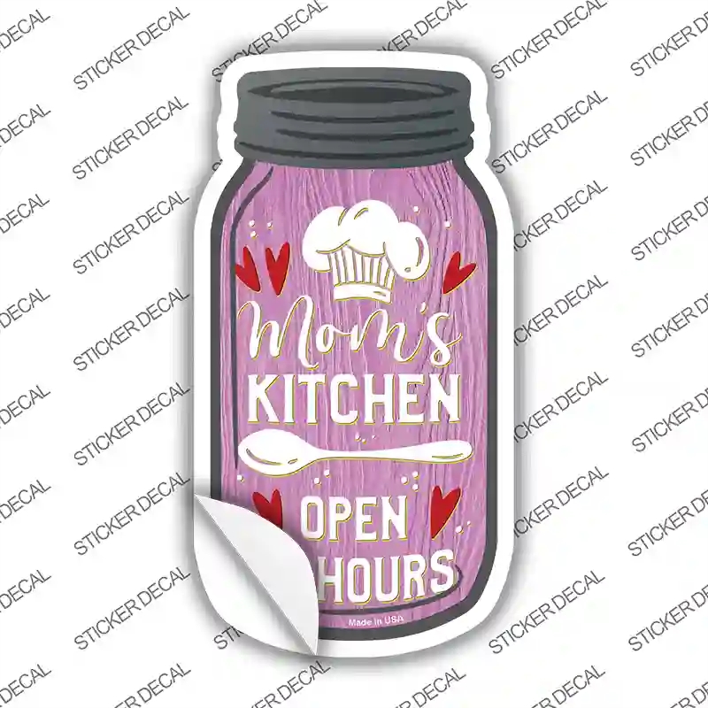 MJ-220s-L Moms Kitchen 24 Hours Novelty Mason Jar Sticker Decal, Large