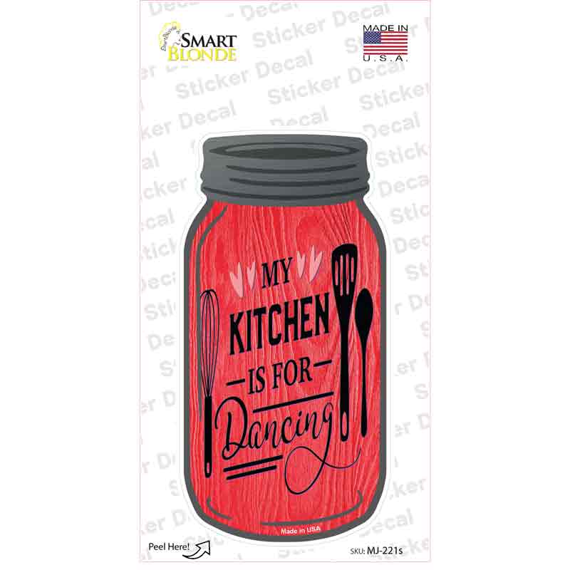 MJ-221s-M Kitchen for Dancing Red Novelty Mason Jar Sticker Decal, Medium