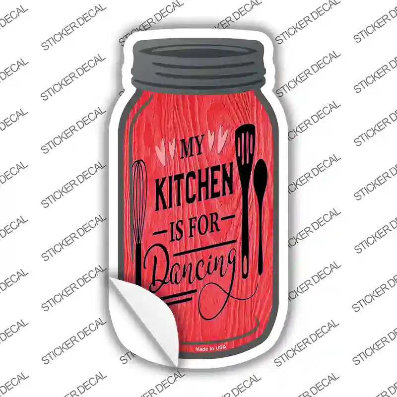 MJ-221s-S Kitchen for Dancing Red Novelty Mason Jar Sticker Decal, Small