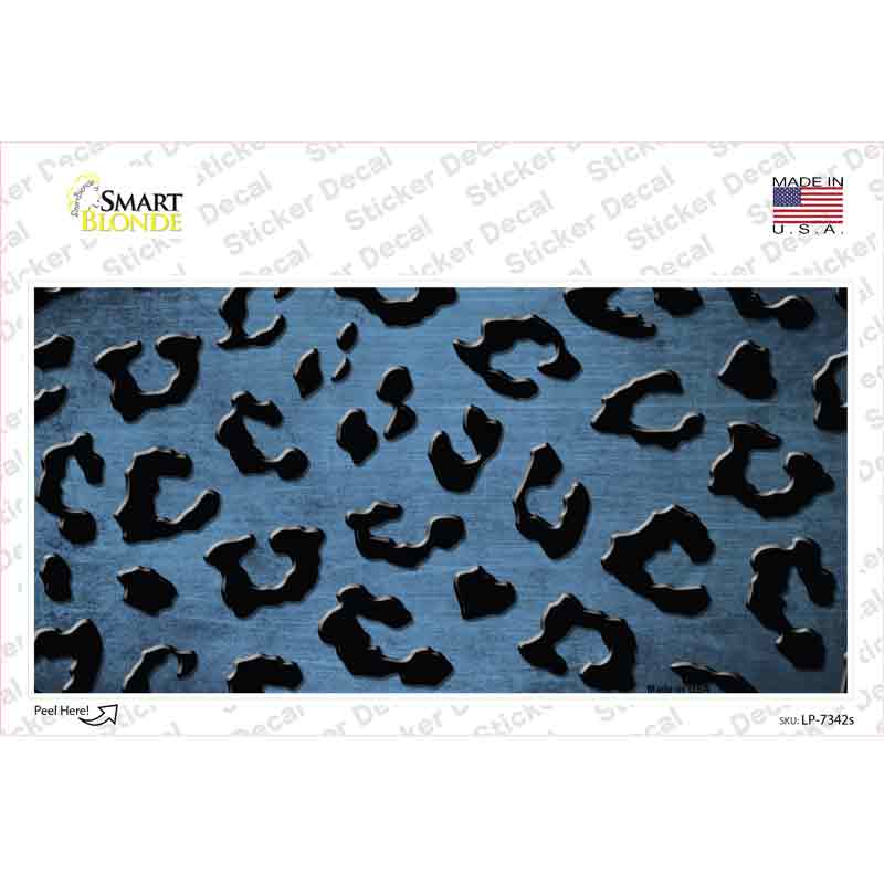 LP-7342s-M Light Blue Black Cheetah Oil Rubbed Novelty Sticker Decal, Medium