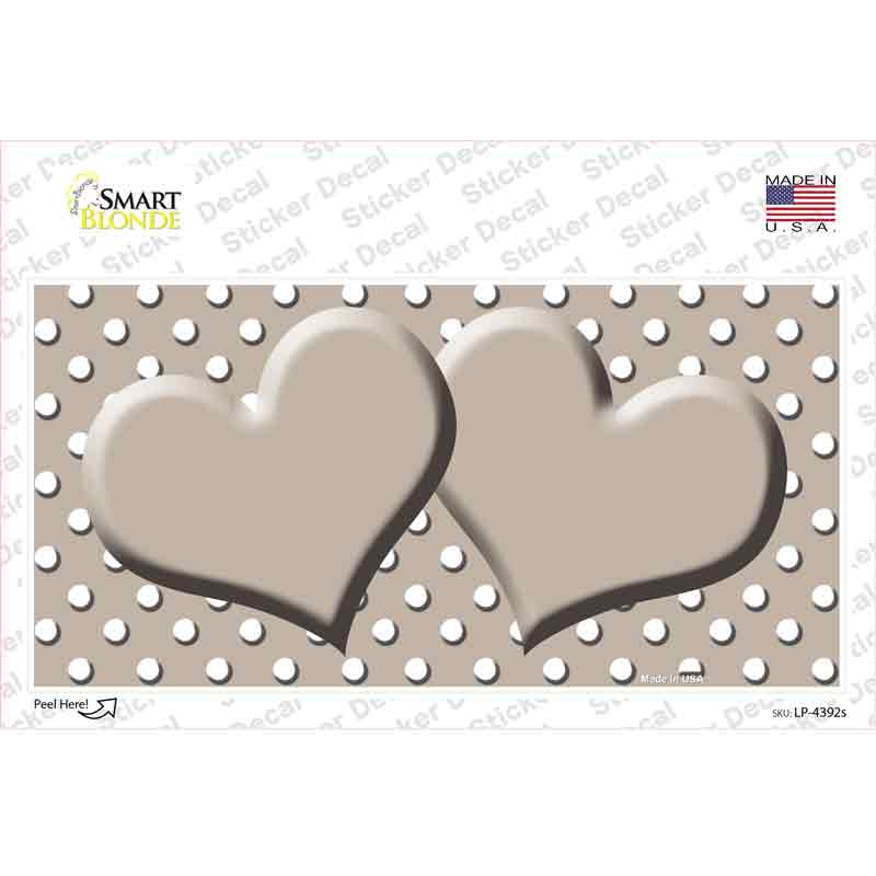 LP-4392s-M Tan White Polka Dot Center Hearts Novelty Sticker Decal, Medium